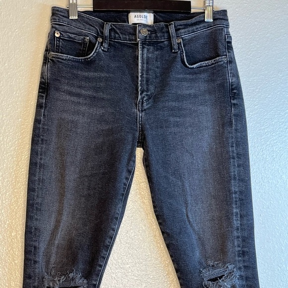 Agolde Sophie Sz 27 Distressed Black Ankle Jeans - Picture 4 of 14